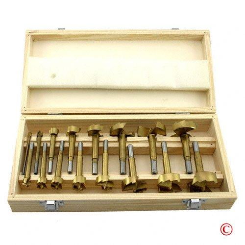16pc Forstner Bit Set with Wood Case
